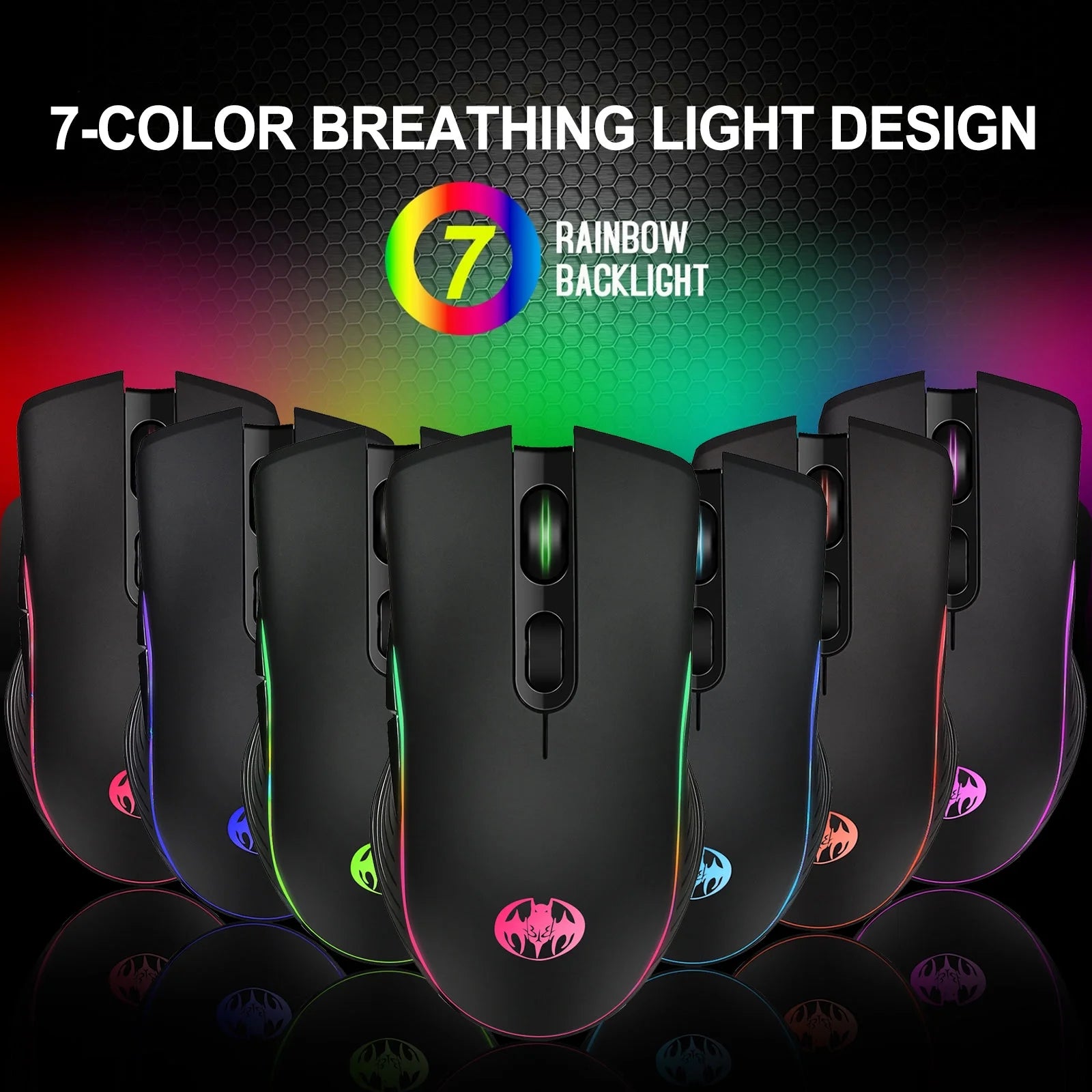 M06 Wireless Gaming Mouse, Rechargeable Computer Mouse Mice with Rainbow Backlit Lights, 3 DPI Levels, 6 Silent Buttons, USB 2.4Ghz Optical Mice for PC Gamer Laptop Desktop Chromebook Mac