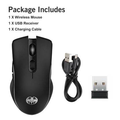 M06 Wireless Gaming Mouse, Rechargeable Computer Mouse Mice with Rainbow Backlit Lights, 3 DPI Levels, 6 Silent Buttons, USB 2.4Ghz Optical Mice for PC Gamer Laptop Desktop Chromebook Mac